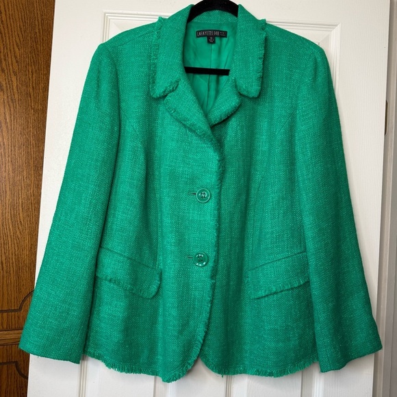 Lafayette 148 Shamrock Tweet Blazer Women Plus Size 14 Preppy Career Formal - Picture 1 of 14